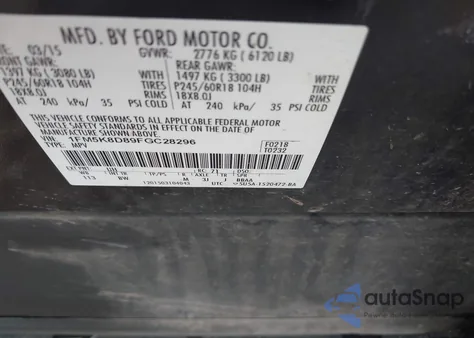 2015 Ford Explorer Xlt from USA, damaged, VIN 1FM5K8D89FGC28296